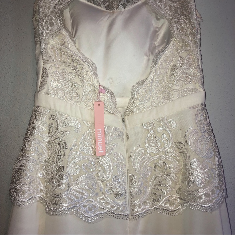 Minuet ivory lace chiffon formal dress Medium New - Picture 7 of 8